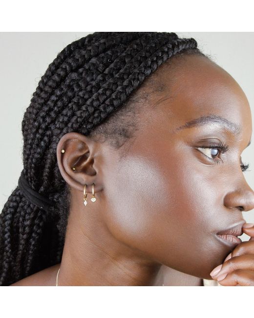 Lee Renee Pink Diamond Heart Clicker Hoop Earrings