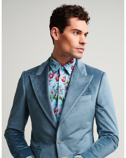 Gresham Blake Blue Light Velvet Jacket for men