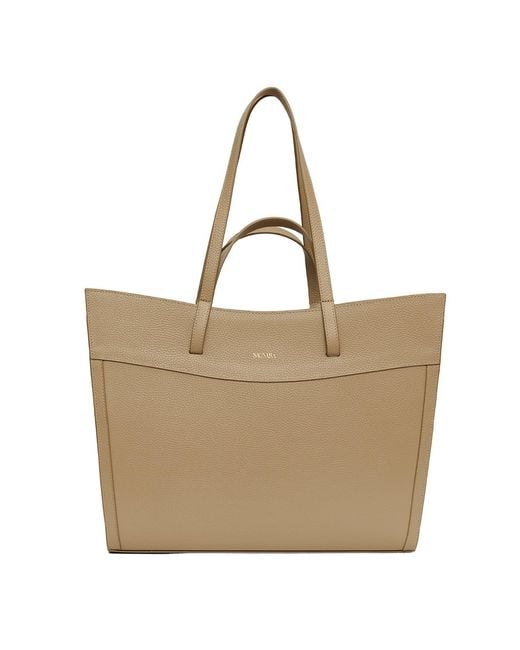 Saonara Brand Natural Neutrals Shopping Bag Taupe Leather
