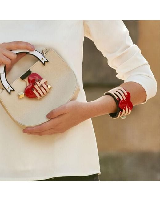 Gissa Bicalho Red Acrylic Handmade Bracelet Hands & Heart