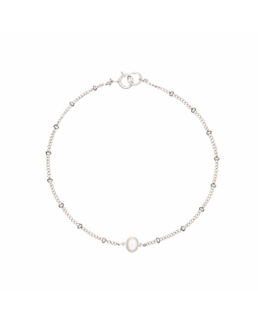 Lily & Roo Metallic Sterling Single Pearl Bracelet On Satellite Chain