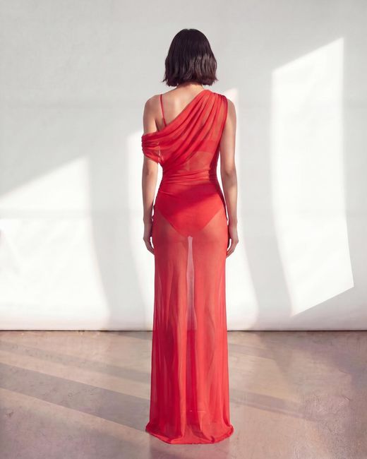 Alia Studio Red Caresse Maxi Gown Dress