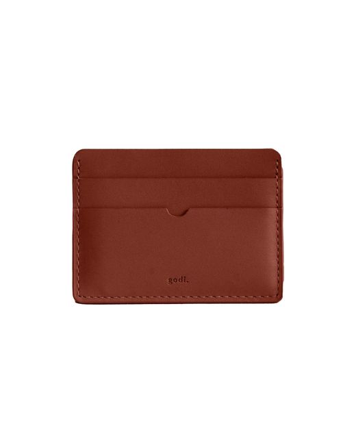 godi. Brown Handmade Leather Card Case for men