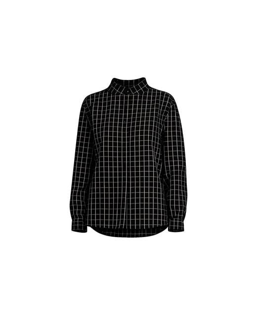 Tantra Spain Sl Black Checkered Shirt With Mandarin Collar And Embroidery On The Shoulder And Back
