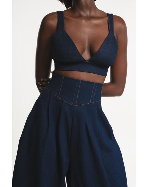 Ofuure Blue Azure Denim Bra Top
