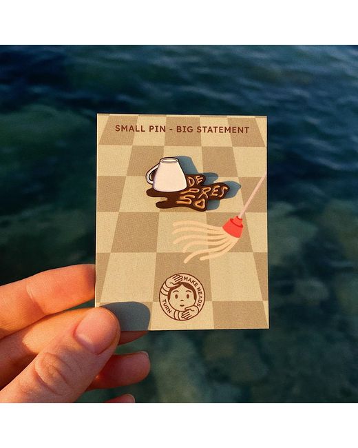 Make Heads Turn Brown Enamel Pin Less Depresso More Espresso