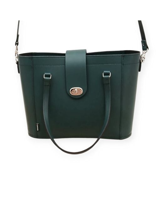 Zatchels Green Leather Mini Twist Lock Shopper Bag