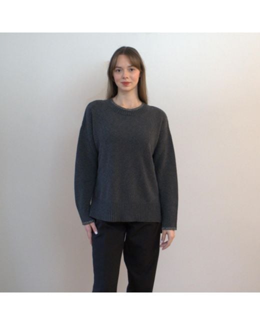 Nuvv Collection Black Wool And Cashmere Blend Round Necked Knit Sweater – Soft Neutral Tone