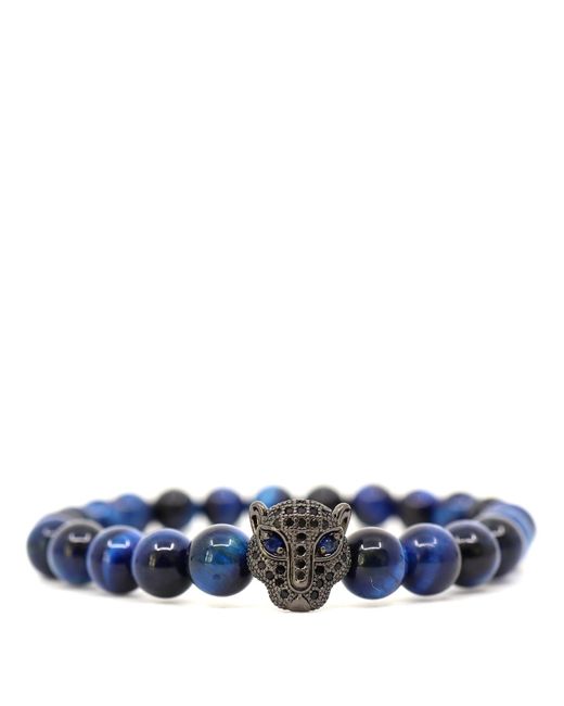 Shar Oke Blue Tiger's & Blue Eyed Jaguar Beaded Bracelet for men