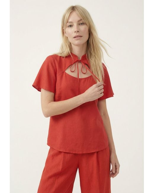 Lily and Lionel Red Camille Flutter Sleeve Top