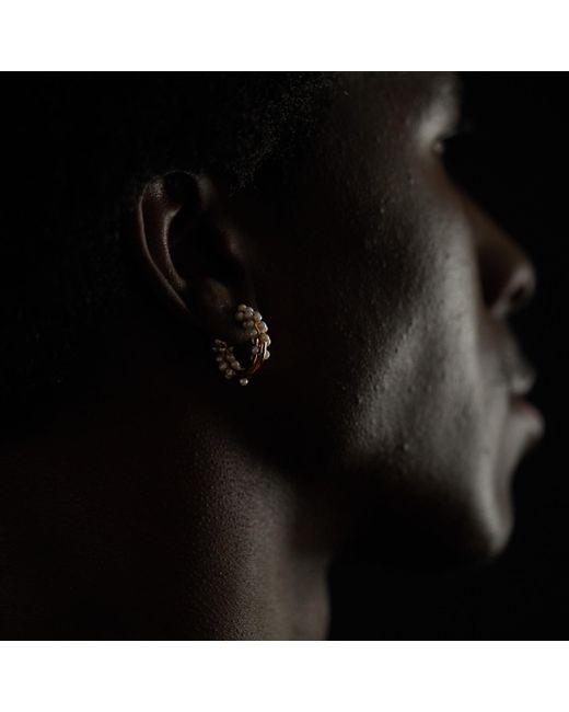 Kasun Metallic Pearl Cluster Hoop Earrings