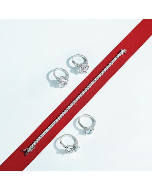 Diamonbliss Metallic Classic Three Millimeter Princess Cut Tennis Bracelet, Platinum