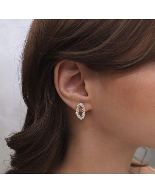 Agora Jewellery Metallic Juliet 14K Diamond Pearl Earrings