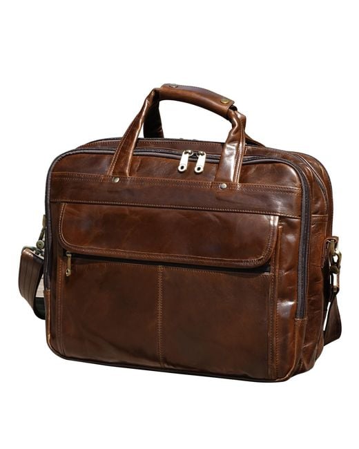 Touri Brown Genuine Leather Briefcase for men