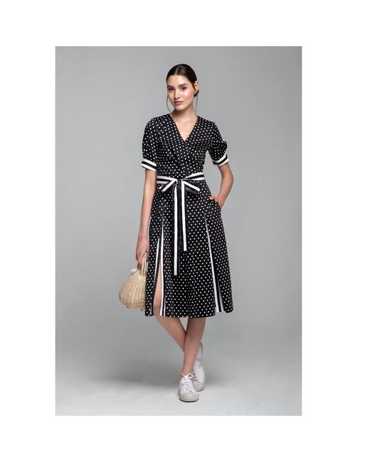 Rumour London Black Jennifer Fit-And-Flare Cotton Dress With Slits