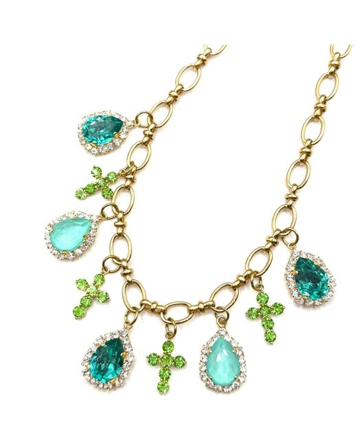 Achala Handcrafted Green Caribbean Charm Statement Necklace