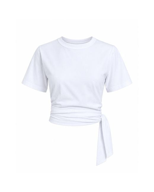 Mind Traveler Blue Cropped Tie-Waist T-Shirt