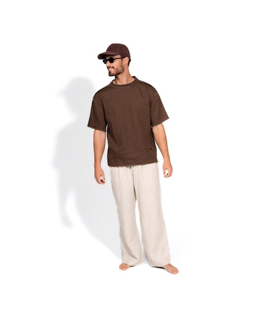 Maison Tangerine Natural Neutrals Linen Wide Leg Long Trousers Sand For
