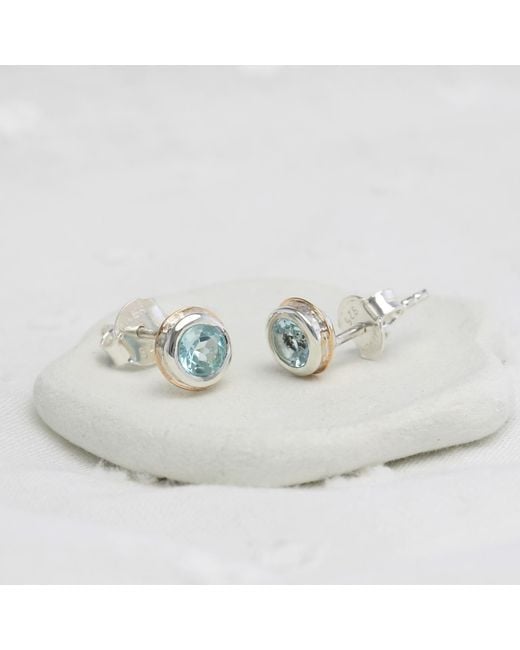 Isla Silver Multicolor Handmade Topaz Stud Earrings