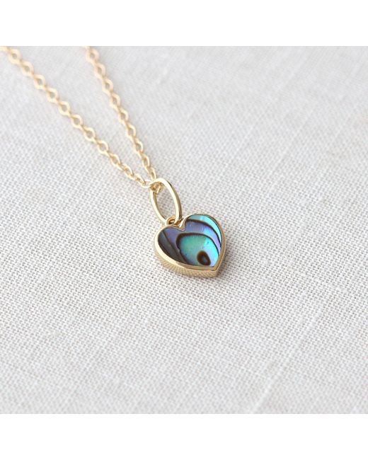 Kris Nations Metallic Abalone Heart Charm Necklace