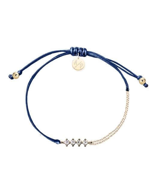 Adriana Pappas Designs Blue Cz Crystal Bar Bracelet On Colored Cord