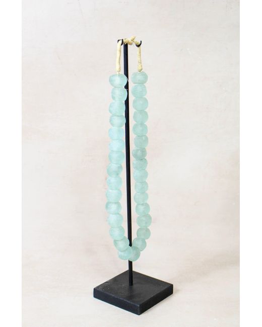 Botanical Boys Blue Ghana Glass Beads Necklace Light