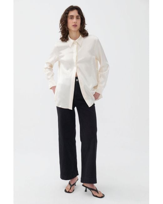 Nocturne White Neutrals Draped Shirt