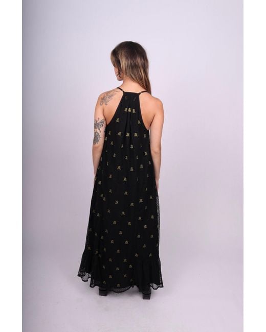 Any Old Iron Blue Embroidered Wasp Halter Dress