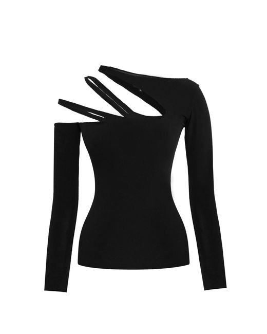 Ariana Bestepe Black Asymmetric One-Shoulder Top