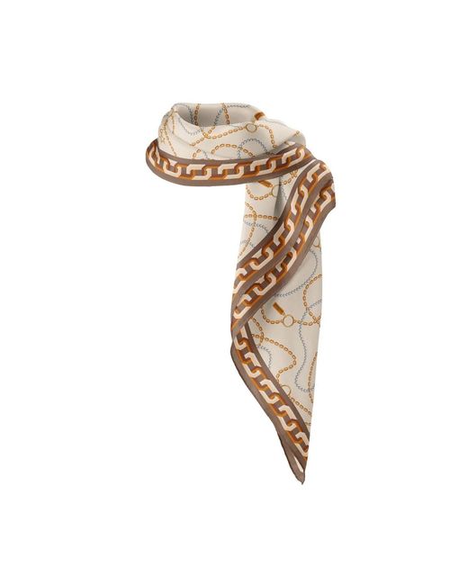 Le Parmentier Natural Neutrals Heritage Chain And Pearls Silk Square Scarf