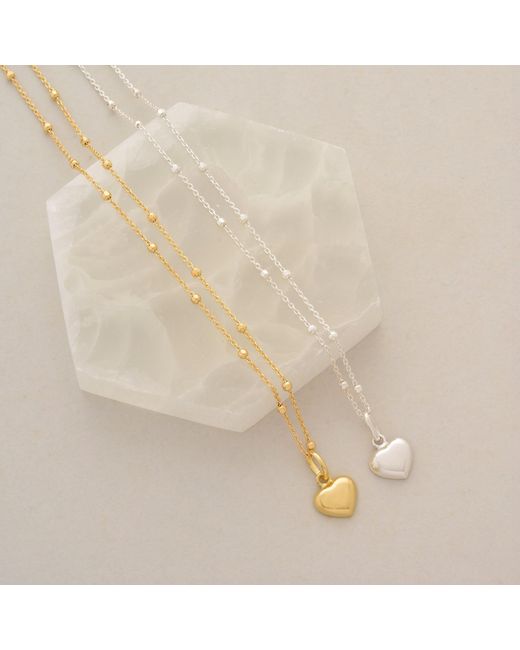 Nellou Jewellery Metallic Heart Charm Necklace Sterling