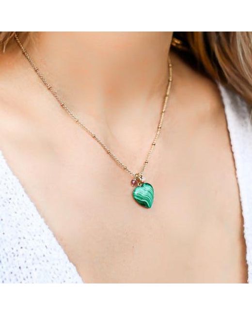 Lexi Jewelry Metallic Malachite Heart Necklace