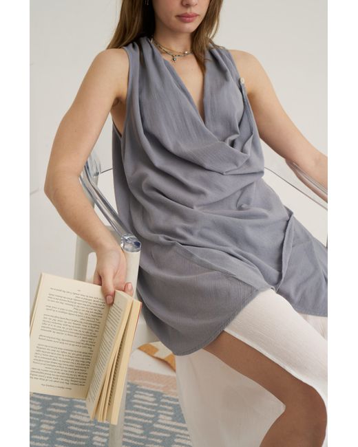 Unexpectedone Blue Wrapped By Waterfall Tunic