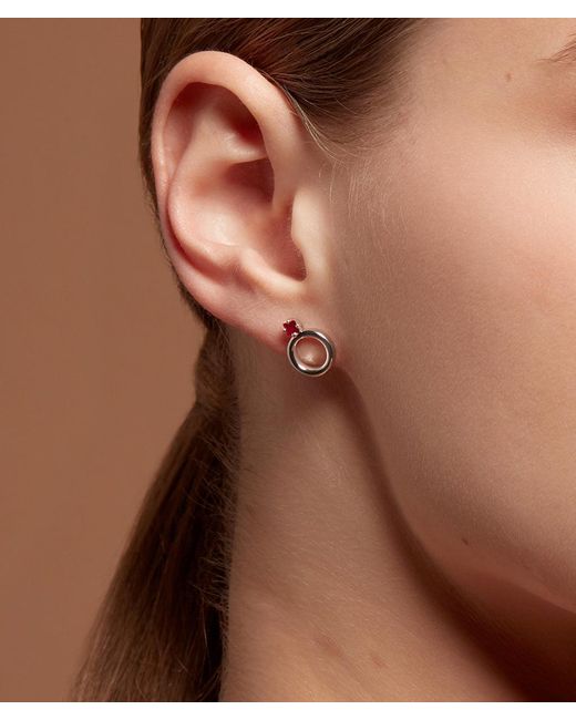 Onia Metallic Square Ruby Donut Studs