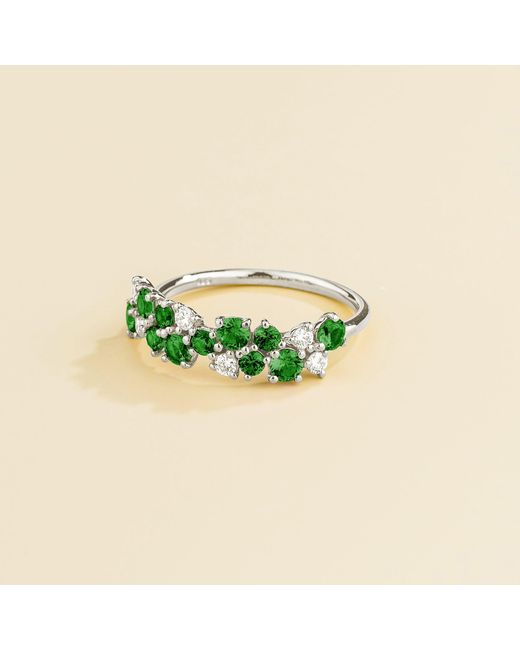 Juvetti Green Starry Emerald & Diamond Cluster Ring