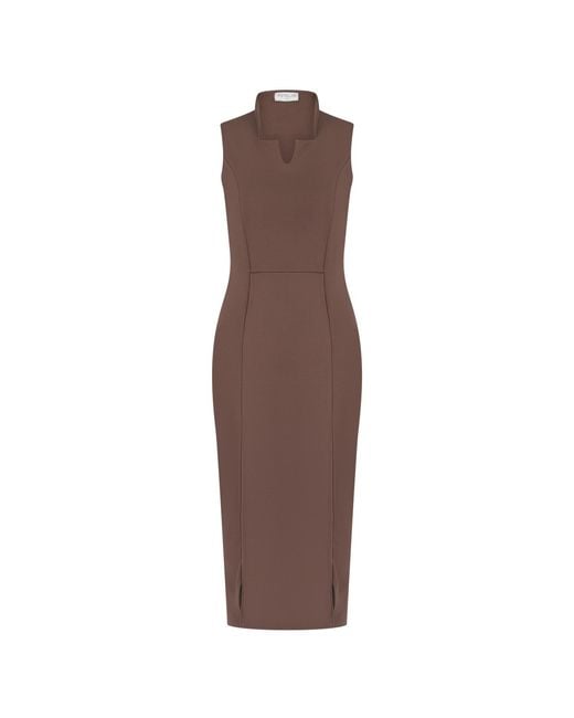 Celestine & Mae Brown Collar Midi Dress