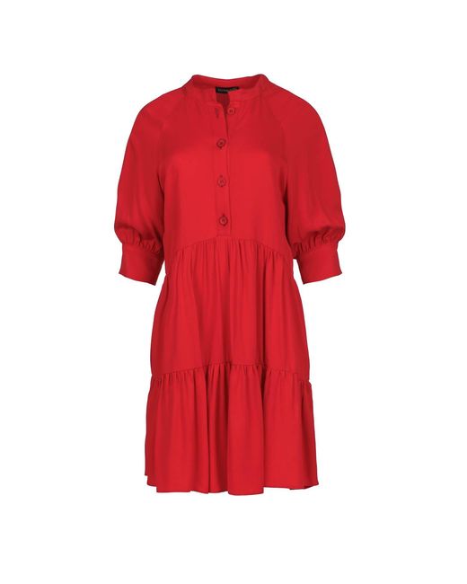 Conquista Red Loose Ruffle Dress