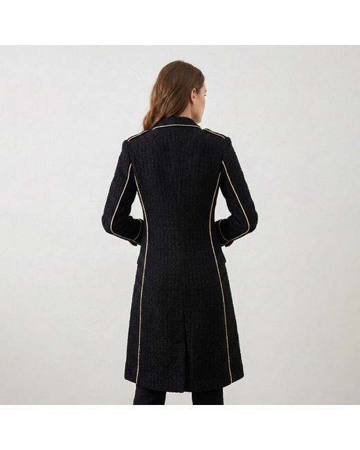 AVENUE No.29 Black Double Breasted Military Coat With Contrast Buttons –