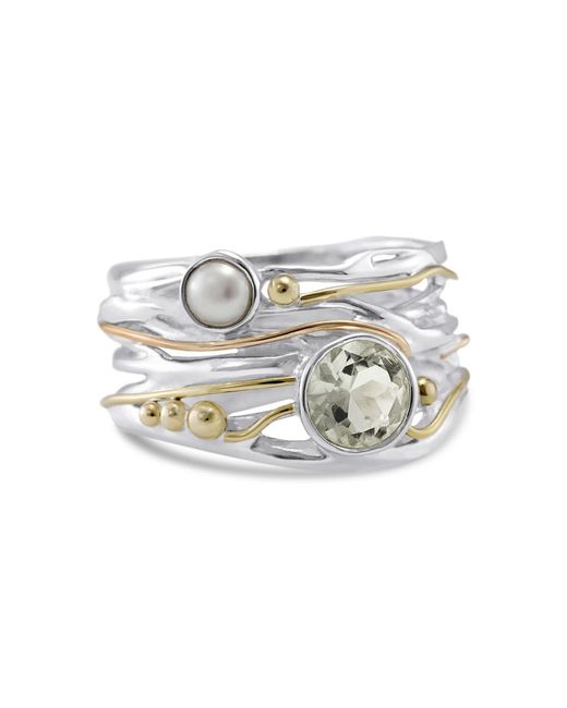Isla Silver White Pearl & Amethyst Ring