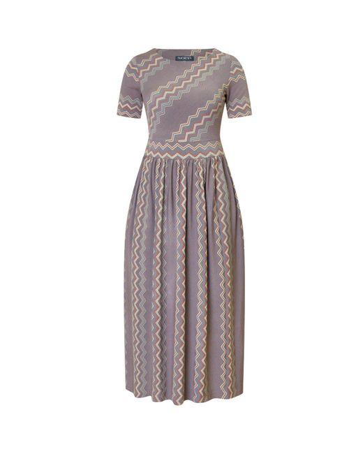 Amoresea Gray Dreamy Multi Colour Jersey Midi Dress With Pockets