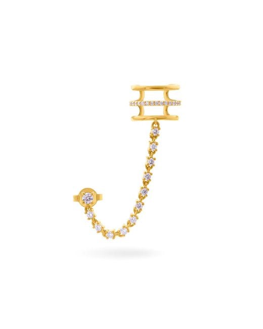Lucy Quartermaine Metallic Solid Empire Cuff & Stud With Graded Diamonds