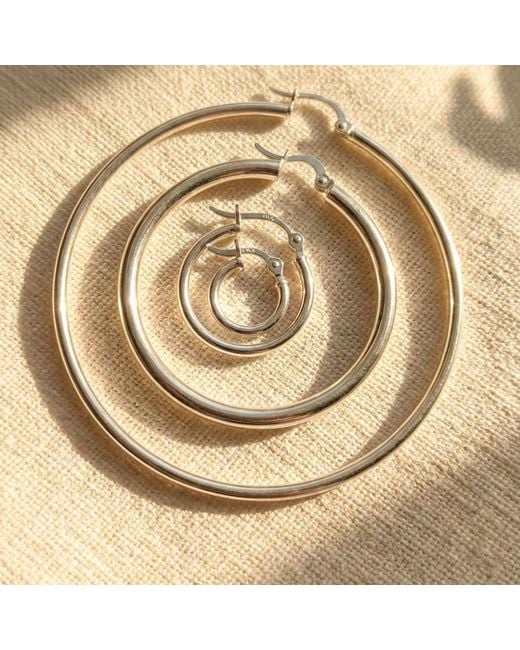 Harfi White Everyday Minimalist Plain Sterling Hoop Earrings