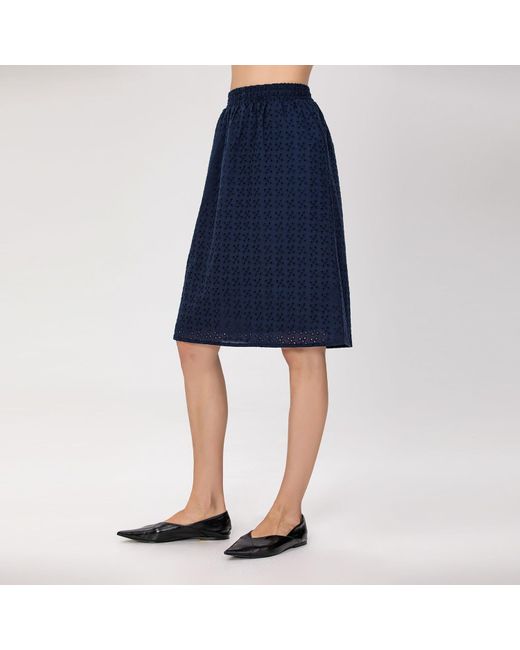 Smart and Joy Blue Eyelet Cotton Lace Skirt