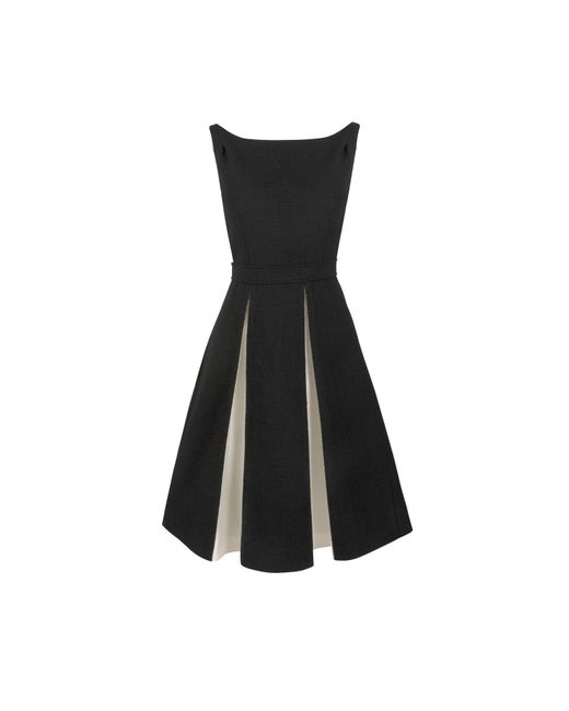 Santinni Black 'Poise' Wool Dress With Silk Taffeta