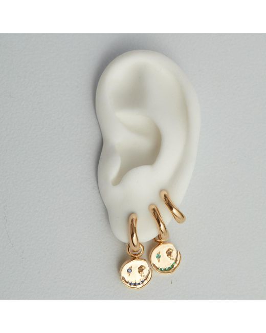 Kasun Metallic Smile Hoop Earrings – June – Moonstone – Plated