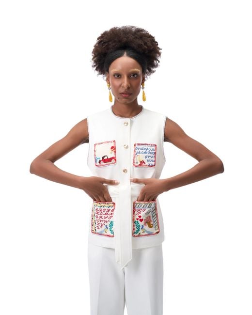 Rondooz White Hand Painted Vest