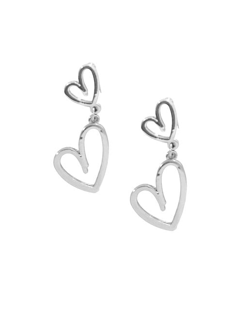 Maison De Gala Metallic Linked Heart Drop Earrings