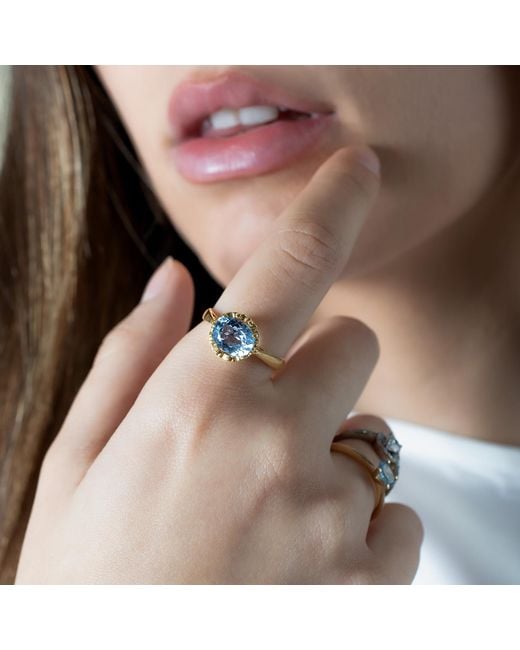 Marteliè Blue Ring, Synthetic Aquamarine, Brilliant Cut