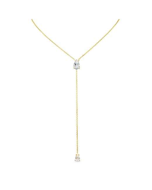 SALLY SKOUFIS Metallic Pure Lariat With Made Cz Diamond Stimulant