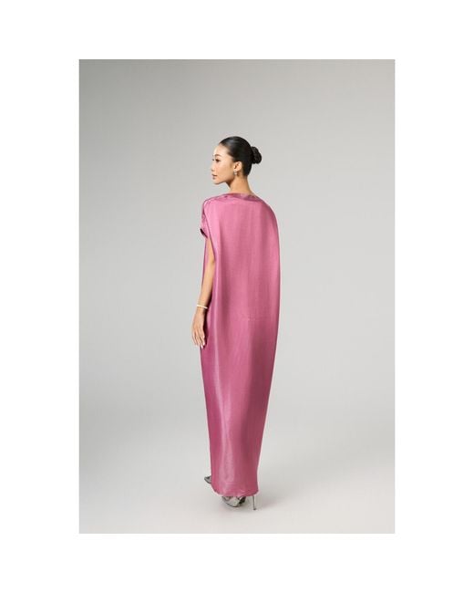 Silk and Bears Purple Seraphine Dusty Rose Hand-Dyed Silk Kaftan Maxi Dress